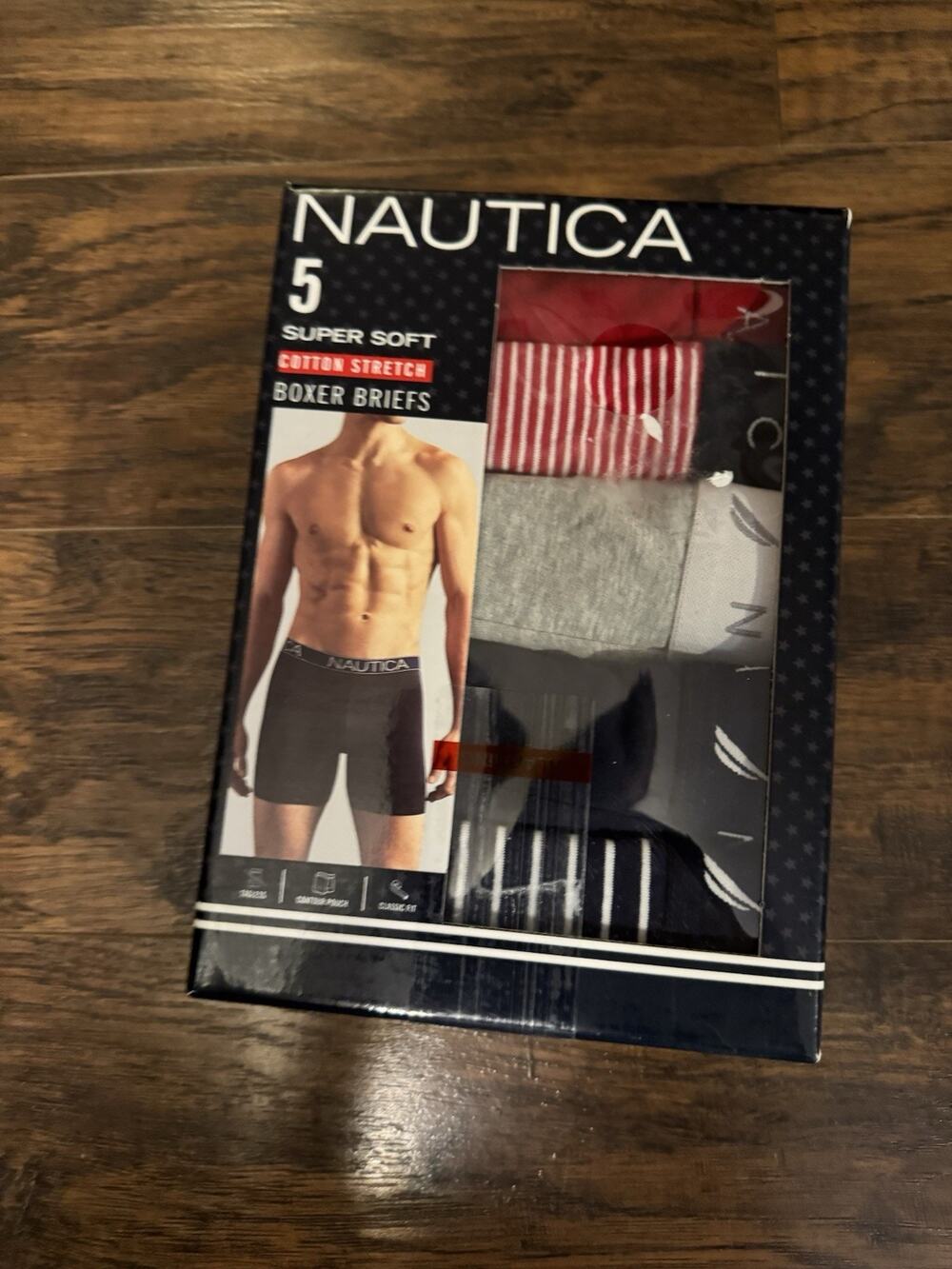 Nautica Men's Size S 5 Pack Boxer Briefs Varied Colors Super Soft Stretch